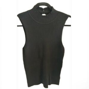 NWT The Drop Sleeveless Black Ribbed Mock Neck Knit Top Women’s Size XL